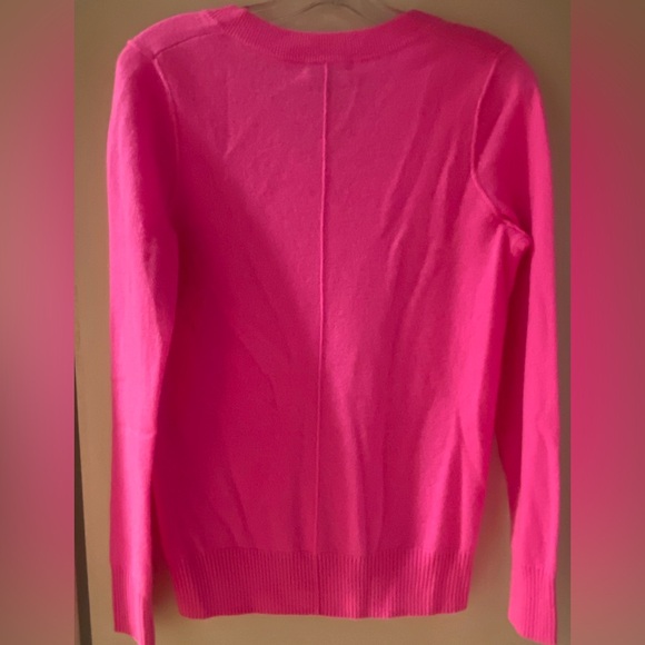 Aqua Hot Pink Cashmere V-neck Sweater - Picture 2 of 4